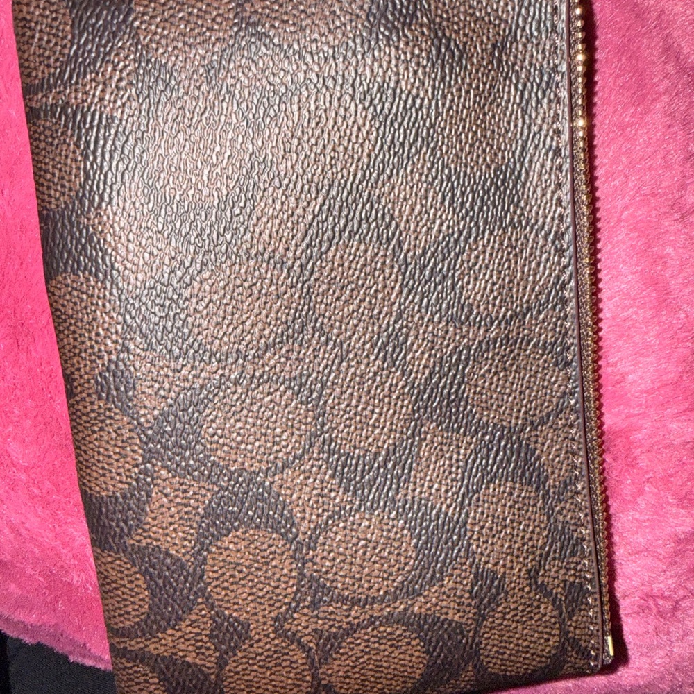 Coach Brown Signature Large Zip Wallet